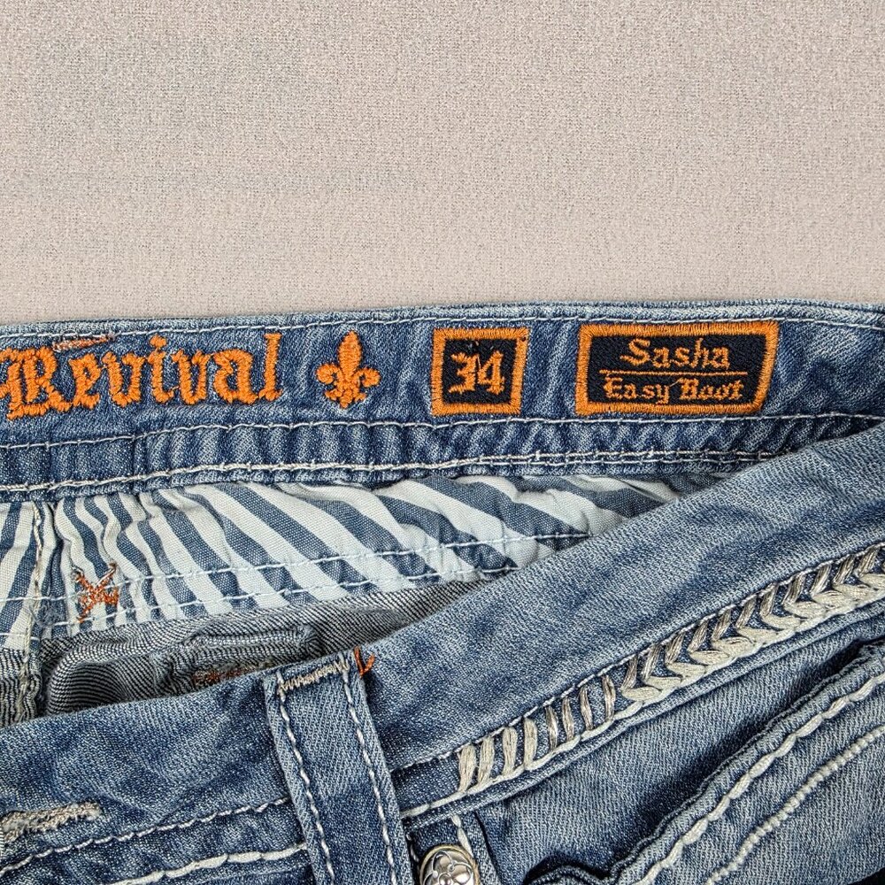 Rock Revival Jeans Womens 34 Blue Denim Sasha Easy Boot Mid-Rise - Picture 5 of 14